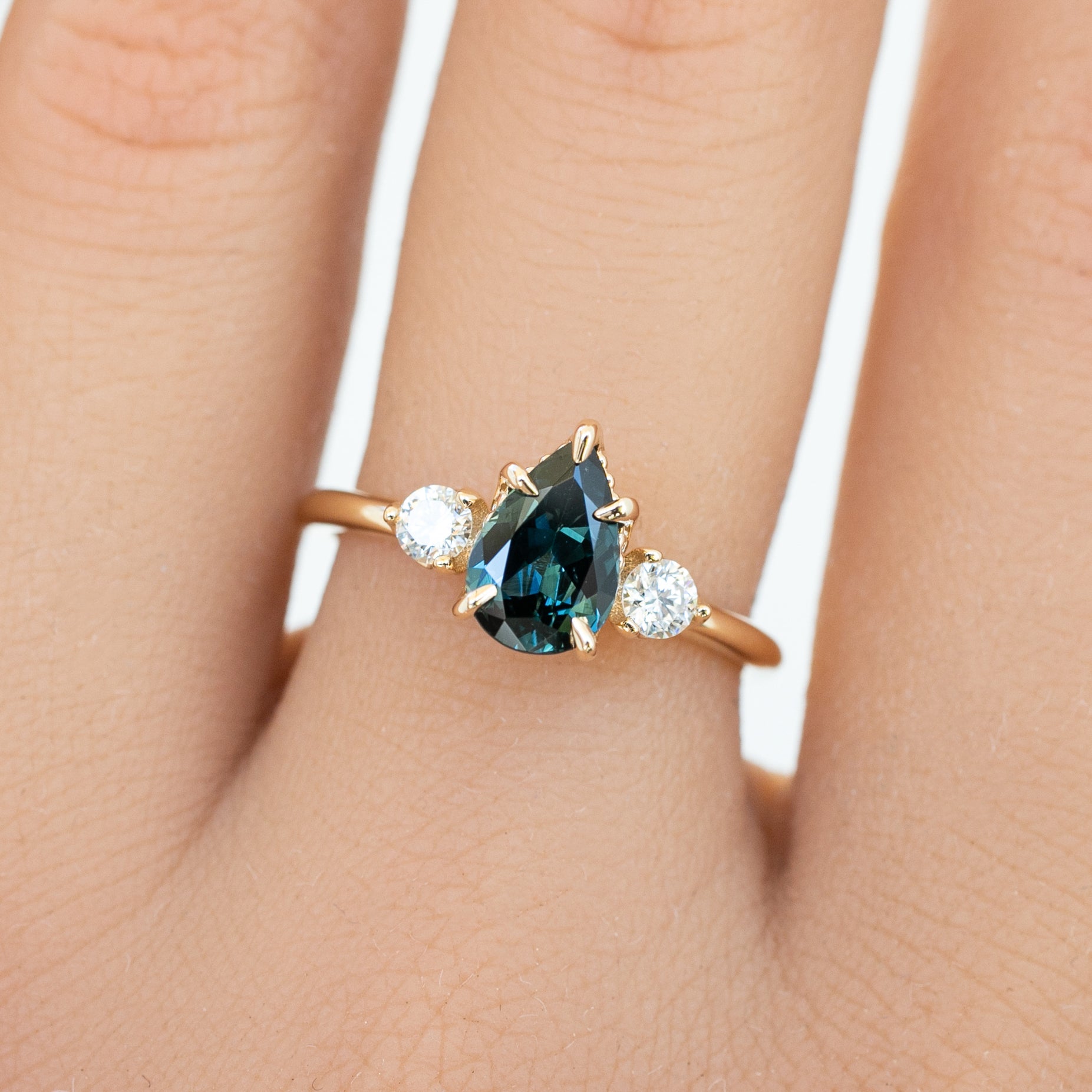 Ayana Ring, 1.09ct Teal Blue Queensland Sapphire