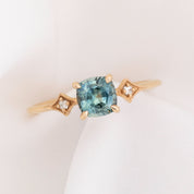 Charlene Ring, 0.92ct Blue Green Montana Sapphire