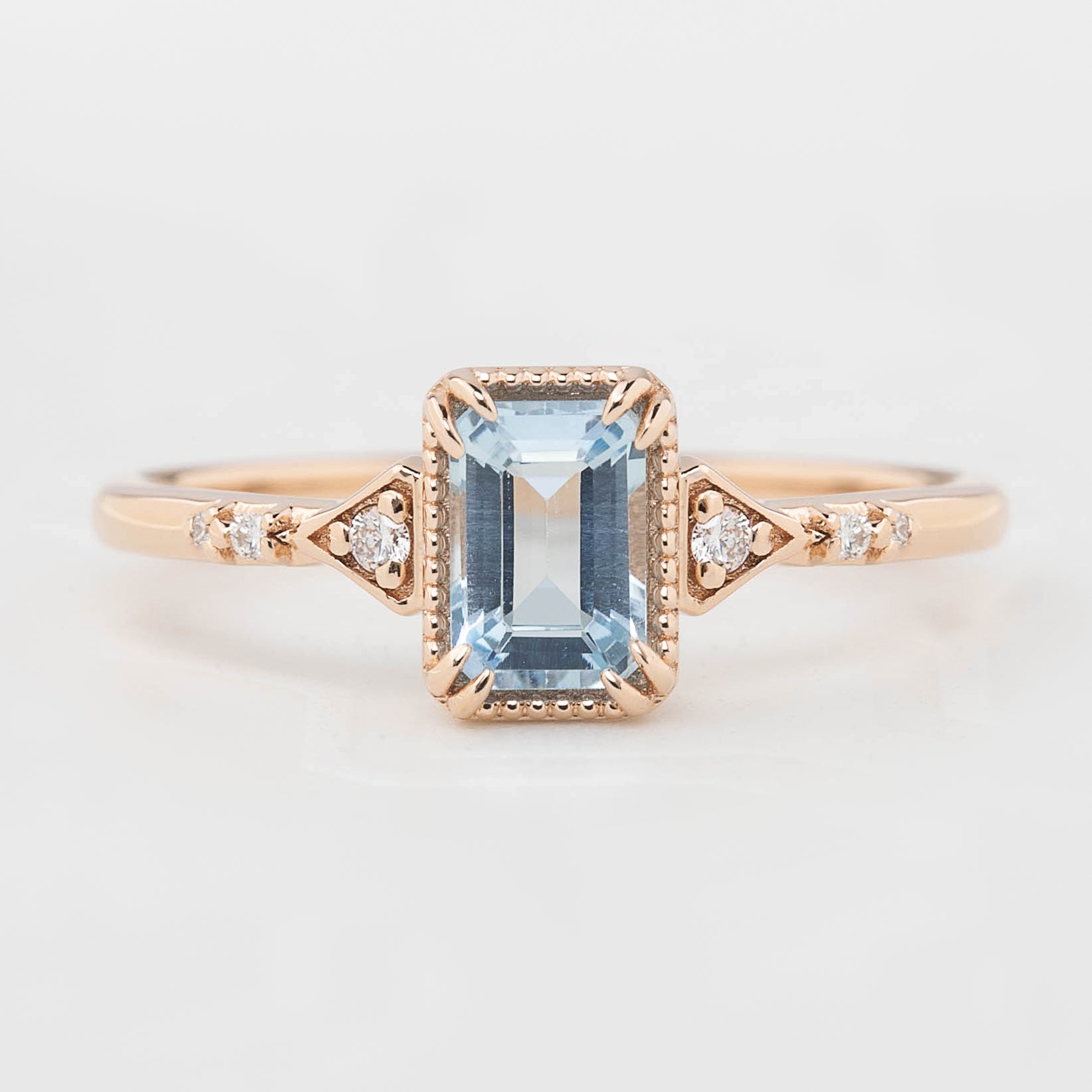 Agatha Ring, 0.60ct Emerald Cut Aquamarine
