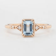 Agatha Ring, 0.60ct Emerald Cut Aquamarine