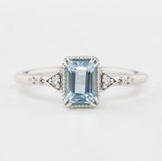 Agatha Ring, 0.60ct Emerald Cut Aquamarine