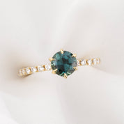 Maria Luxe Ring, 1.10ct Teal Blue Queensland Sapphire
