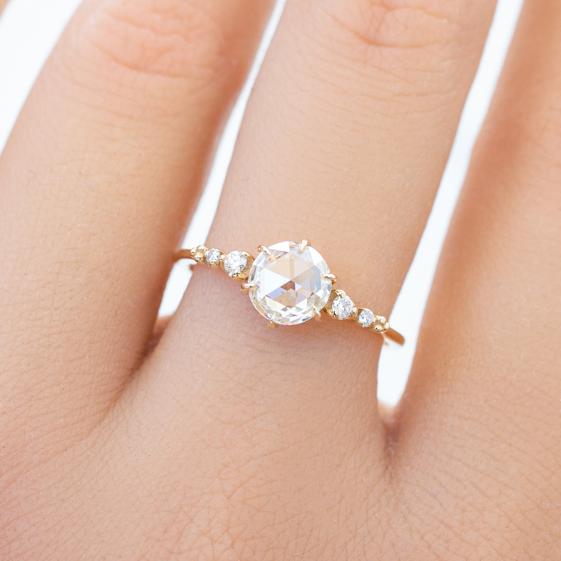 Estel Fleur Ring, 1.00ct Rose Cut Diamond | GIA Certified