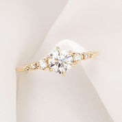 0.7ct 5.5mm diamond estele fleur ring