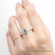 Estel Ring 1.28ct Light Parti Blue Green Oval Montana Sapphire, 14K Yellow Gold (One of a kind)