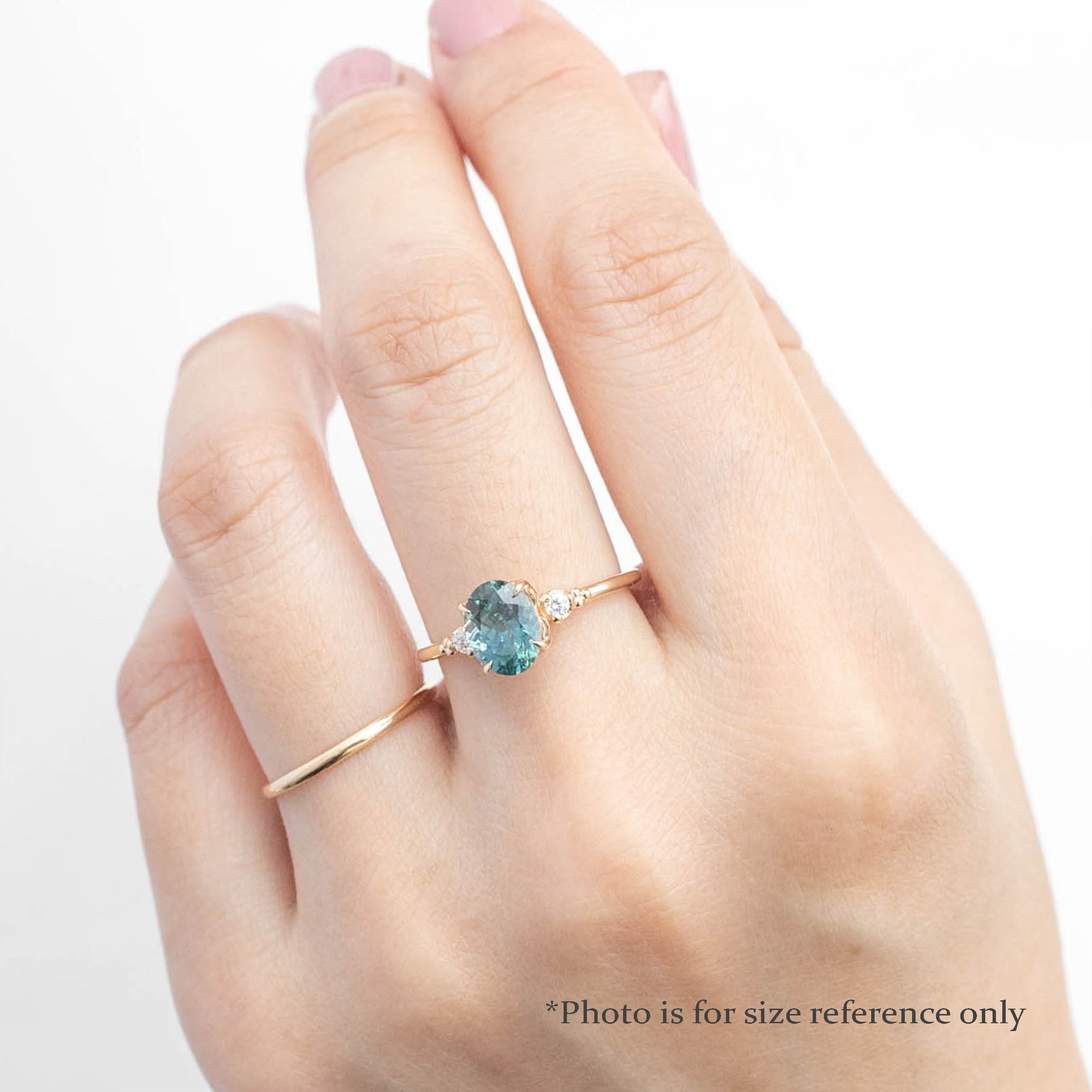 Estel Ring 1.28ct Light Parti Blue Green Oval Montana Sapphire, 14K Yellow Gold (One of a kind)