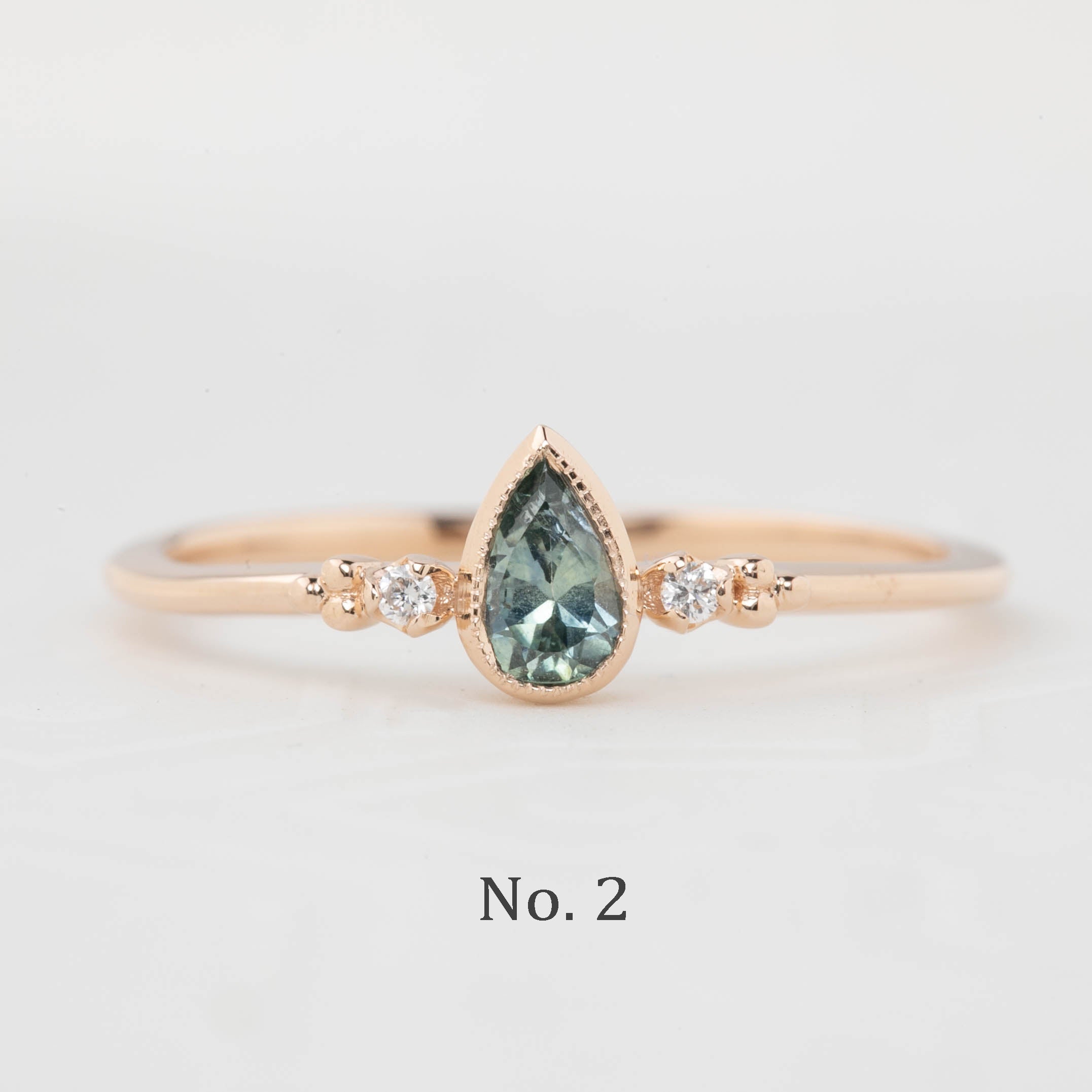 Estel Bezel Ring, 0.35ct Unheated Teardrop Sapphire