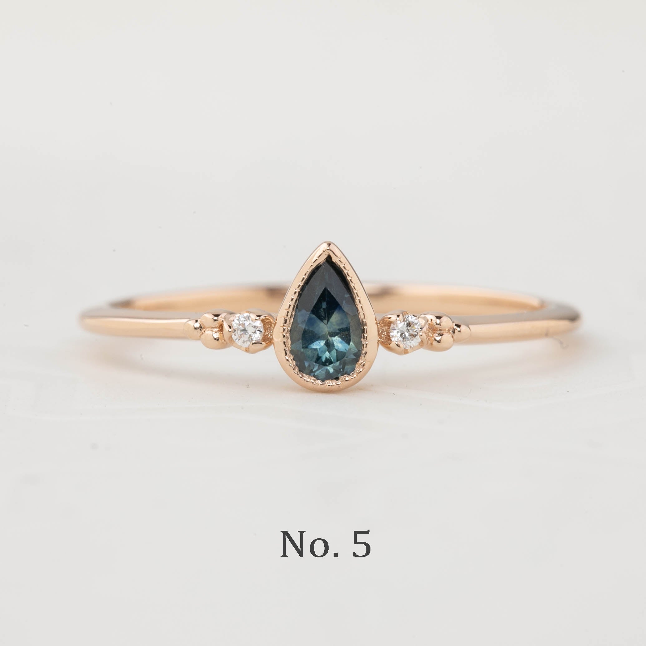 Estel Bezel Ring, 0.35ct Unheated Teardrop Sapphire