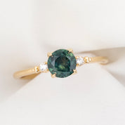 Estel Ring, Blue Green Montana Sapphire, 14k Yellow Gold