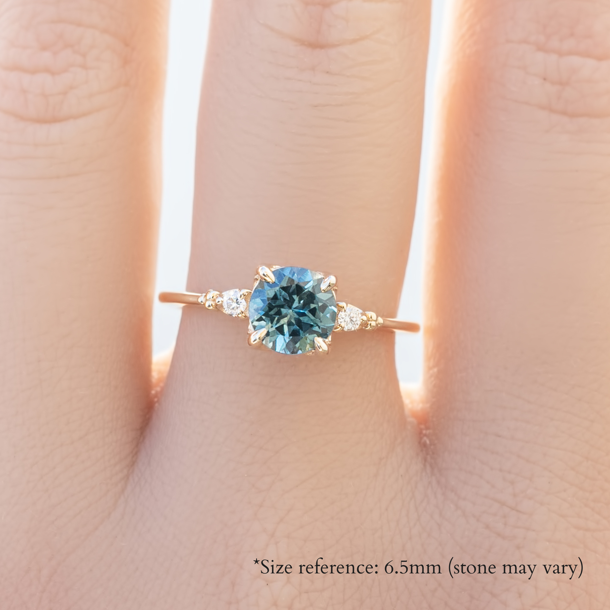 Estel Ring, 1.14ct Blue green Montana Sapphire