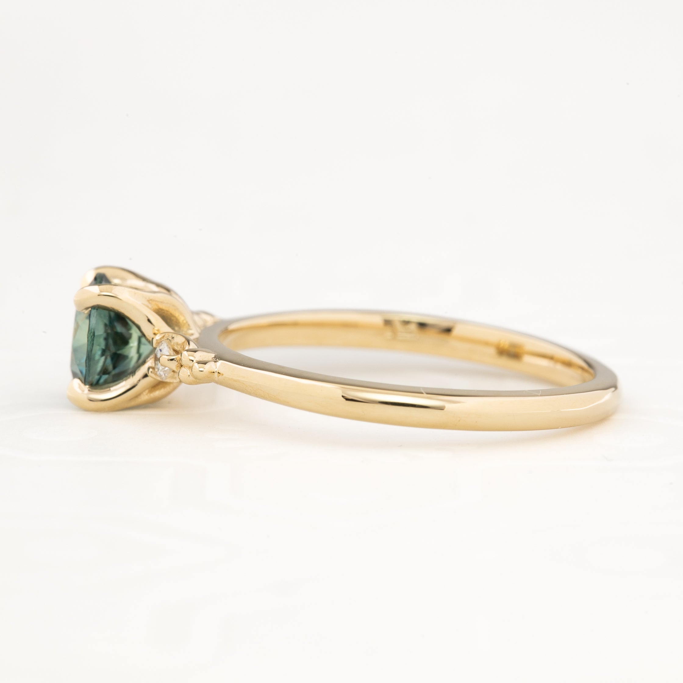 Estel Ring, 1.14ct Blue Green Montana Sapphire