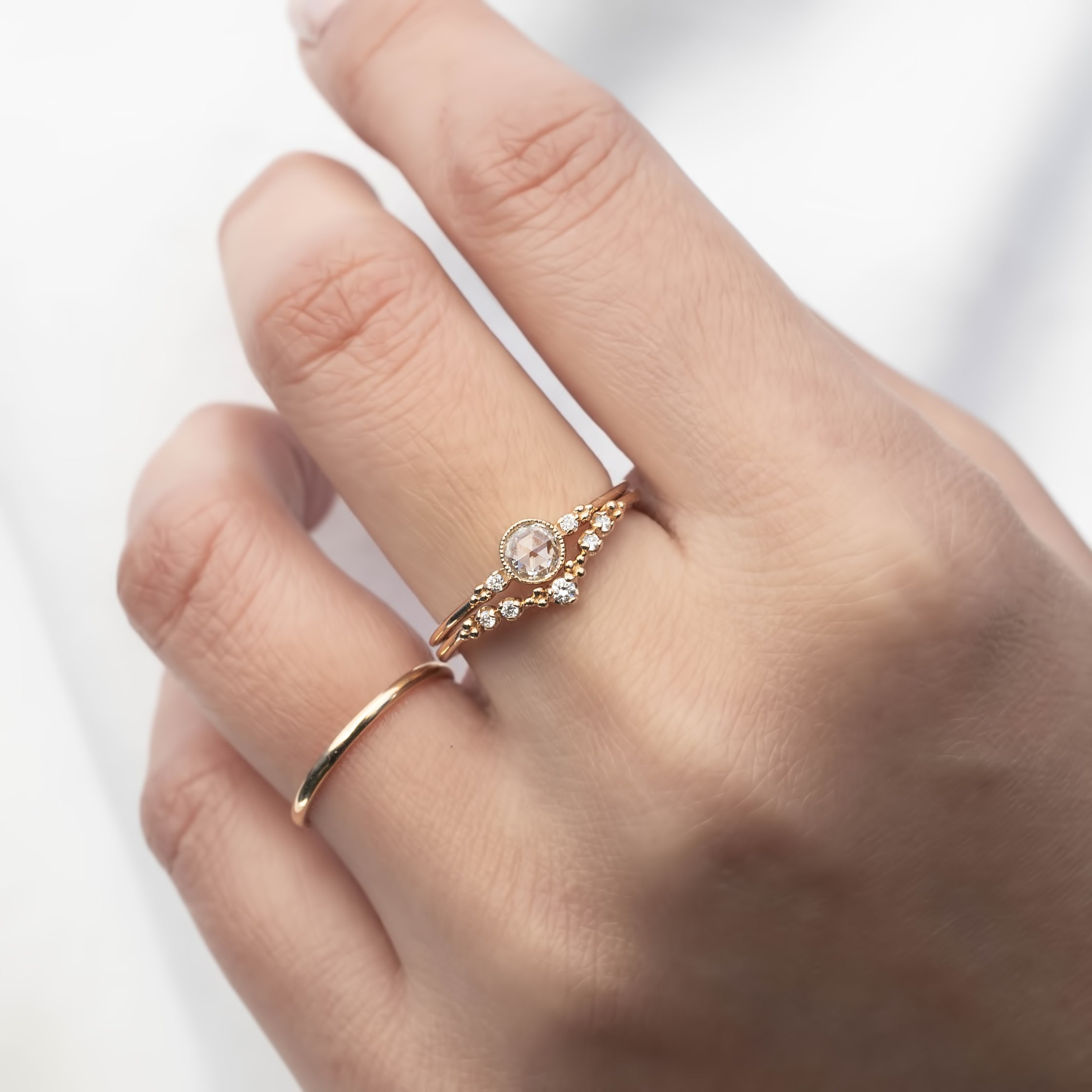 Estel Bezel Ring, 0.15ct Rose Cut Diamond
