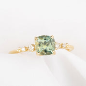 Estel Fleur Ring, 1.26ct Green Montana Sapphire