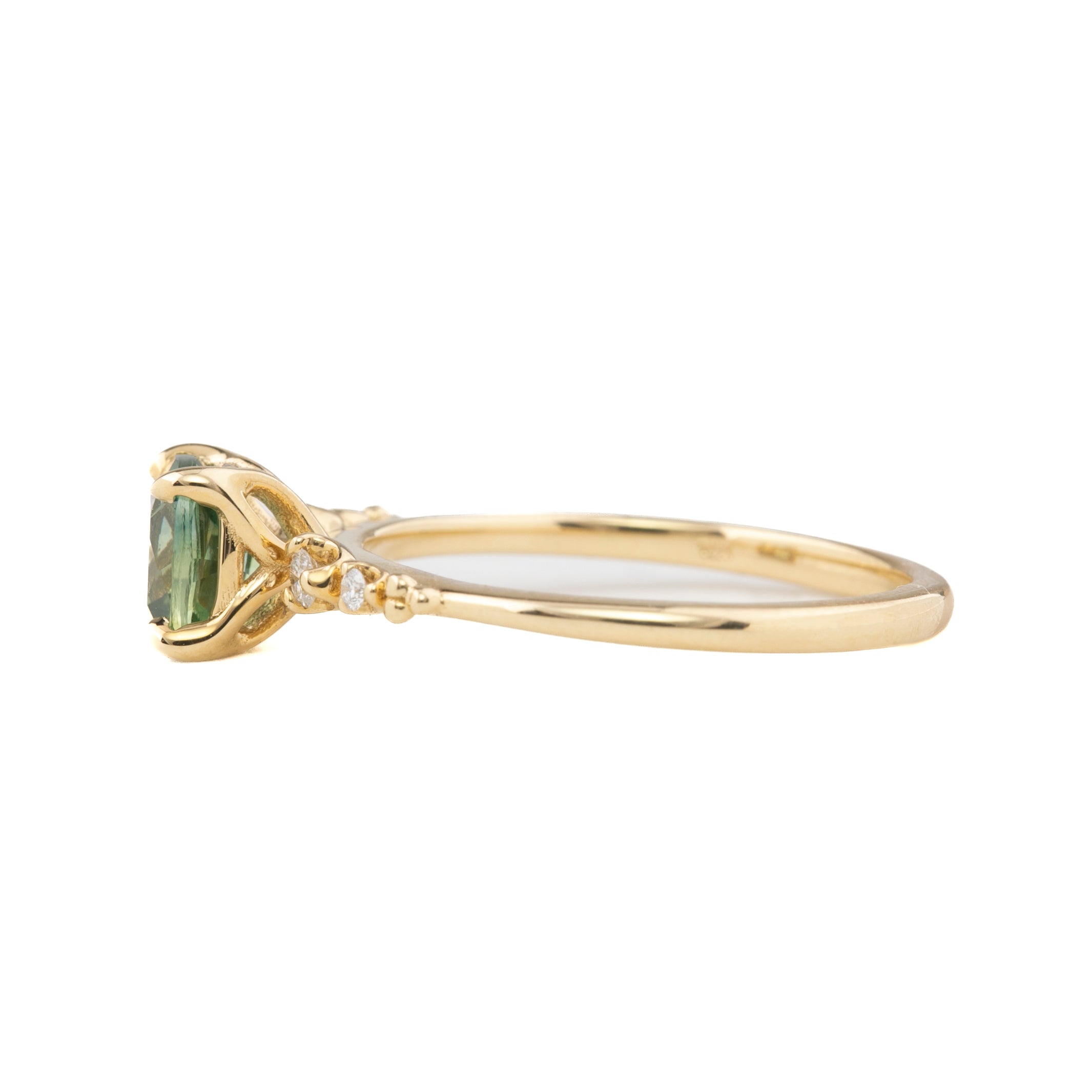 Estel Fleur Ring, 1.26ct Green Montana Sapphire