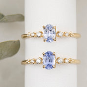 Estel Fleur Ring, 0.55ct Ceylon Sapphire, oval shape gemstone