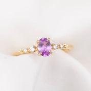 Estel Fleur Ring, 0.61ct Unheated Madagascar Sapphire, oval shape gemstone
