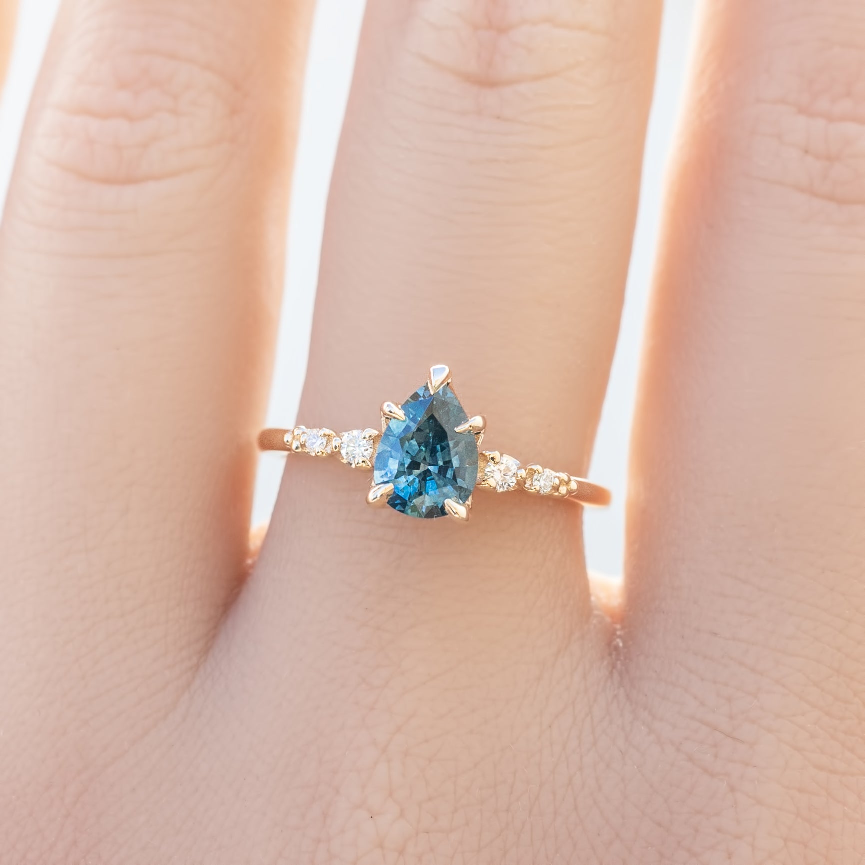Estel Fleur Ring, 0.93ct Blue Montana Sapphire