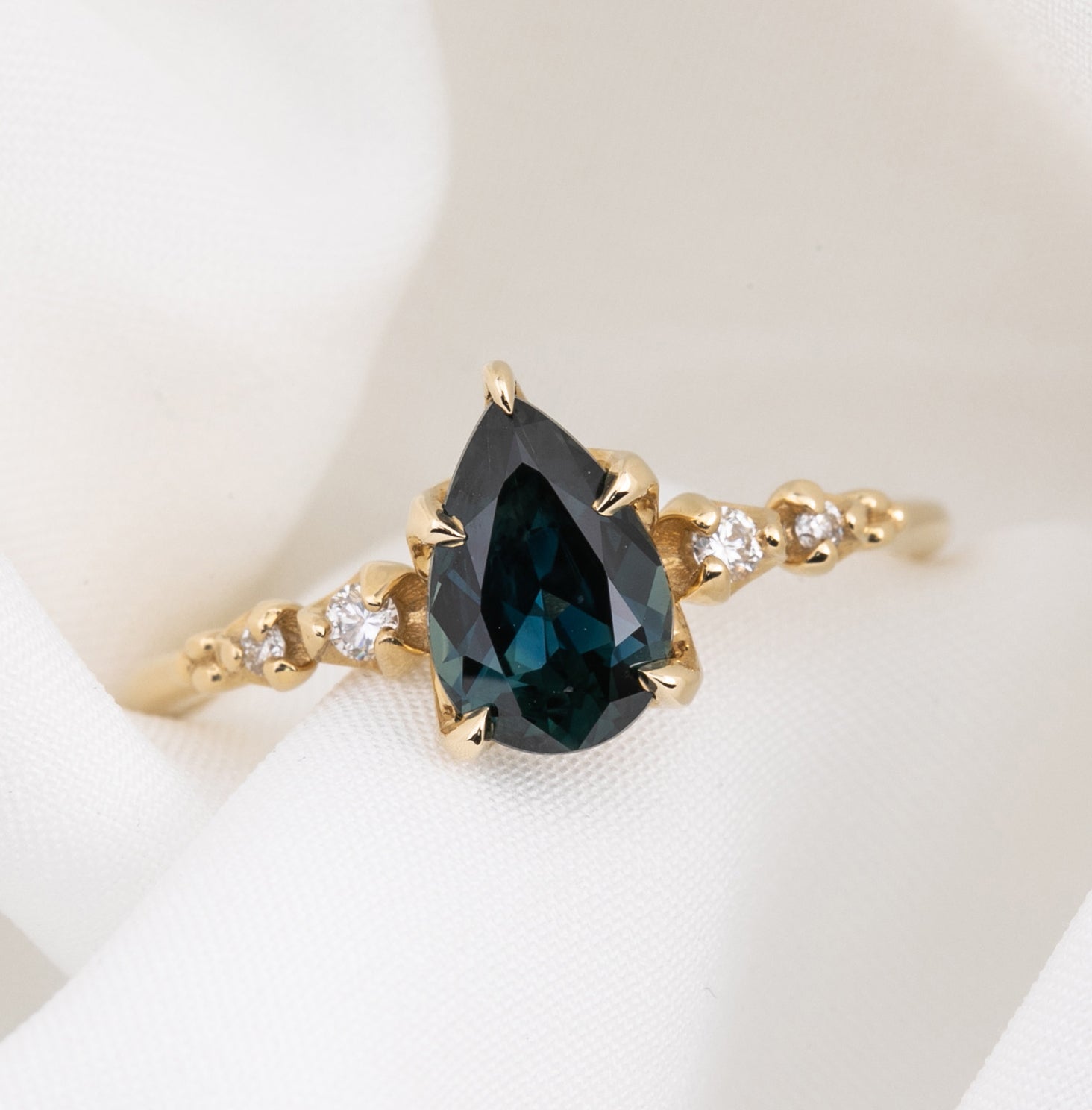 Estel Fleur Ring, 1.39ct Teal Blue Queensland Sapphire