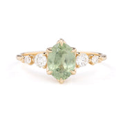 Estel Fleur Grand Ring, Aqua Green Montana Sapphire, oval shape gemstone