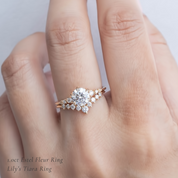1ct 6.5mm estel fleur ring and lily tiara ring