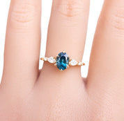 Estel Fleur Petal Ring, 1.46ct Montana Sapphire, oval shape gemstone