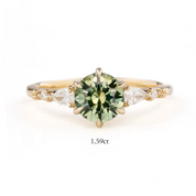 Estel Fleur Petal Ring 1.43ct/1.59ct Green Yellow Montana Sapphire, 14k Yellow Gold (One of a kind)