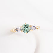 Estel Fleur Petal Ring, 1.01ct Green Montana Sapphire