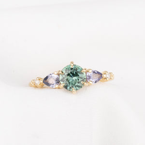 Estel Fleur Petal Ring, 1.01ct Green Montana Sapphire