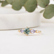 Estel Fleur Petal Ring, 1.01ct Green Montana Sapphire