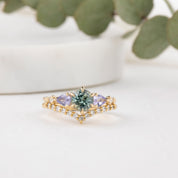 Estel Fleur Petal Ring, 1.01ct Green Montana Sapphire