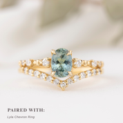 Wisteria Ring, 1.00ct Light Blue Green Montana Sapphire