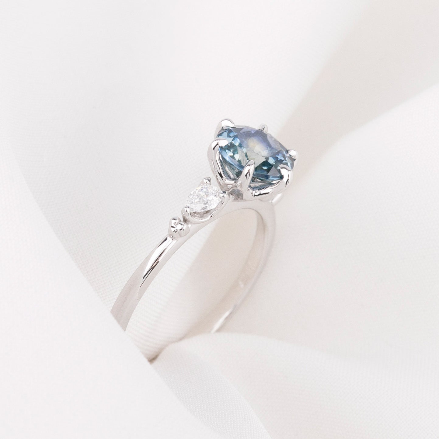 Estel Petal Ring, 1.62ct Blue Montana Sapphire