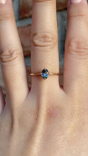 Alice Ring, 0.60ct Blue Green Sapphire