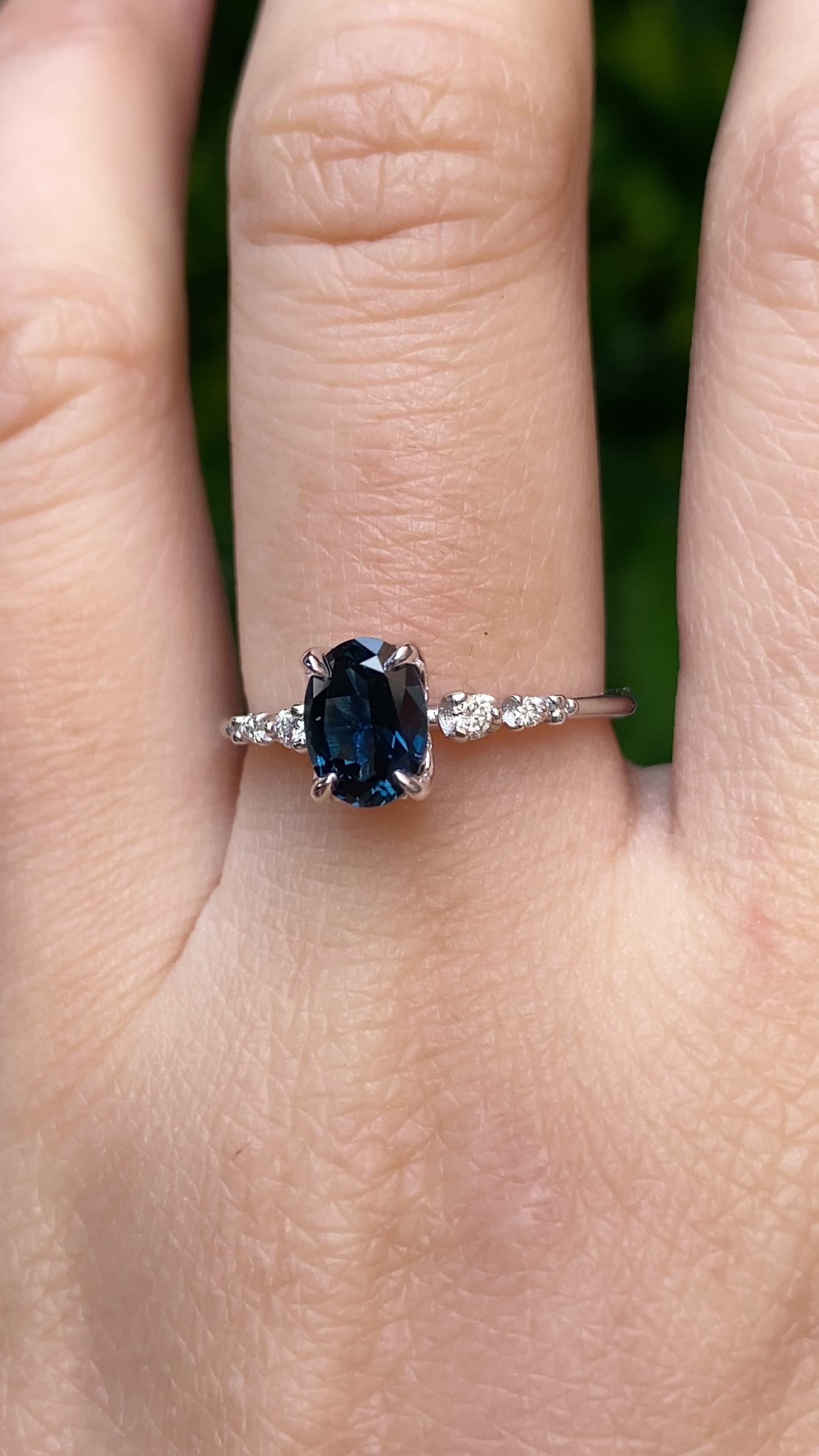 Estel Fleur Ring, 1.15ct Dark Blue Queensland Sapphire