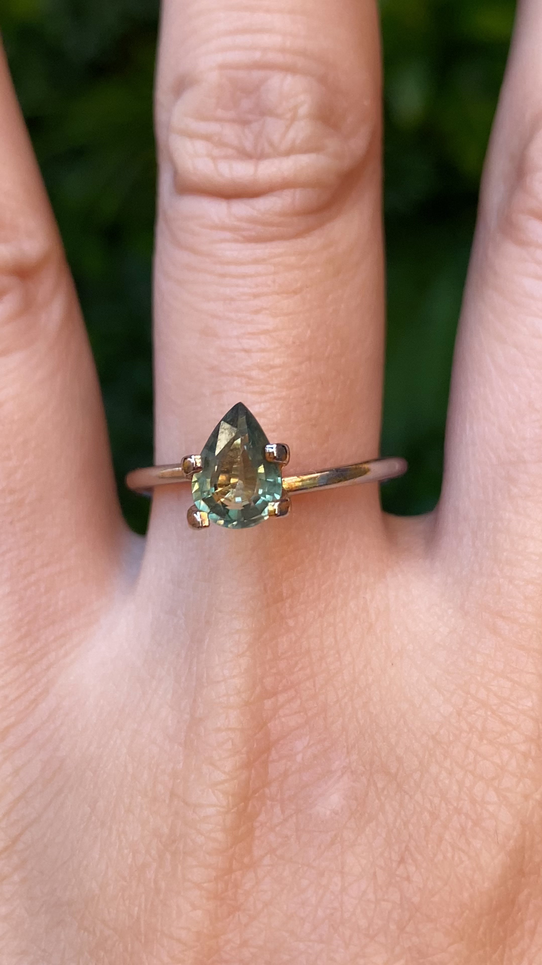 1.19ct Pear Cut Green Madagascar Sapphire SF425
