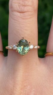 【即日配送】エステルフルールリング ・1.61ct・加熱モンタナ産グリーンイエローサファイア・K14YG