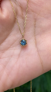 Milgrain Hexagon Montana Sapphire Charm 4mm