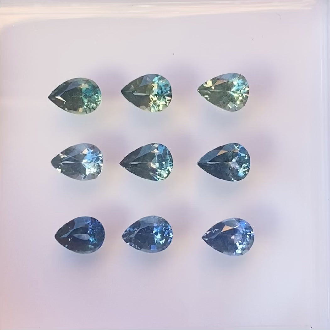 0.90-0.99ct Calibrated Pear Montana Sapphires (7.0mm) CS322