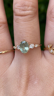 Estel Fleur Grand Ring, Aqua Green Montana Sapphire