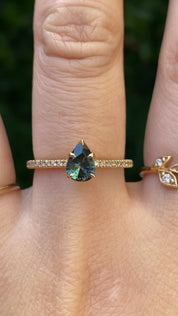 Maria Ring, 0.63ct Blue Green Madagascar Sapphire