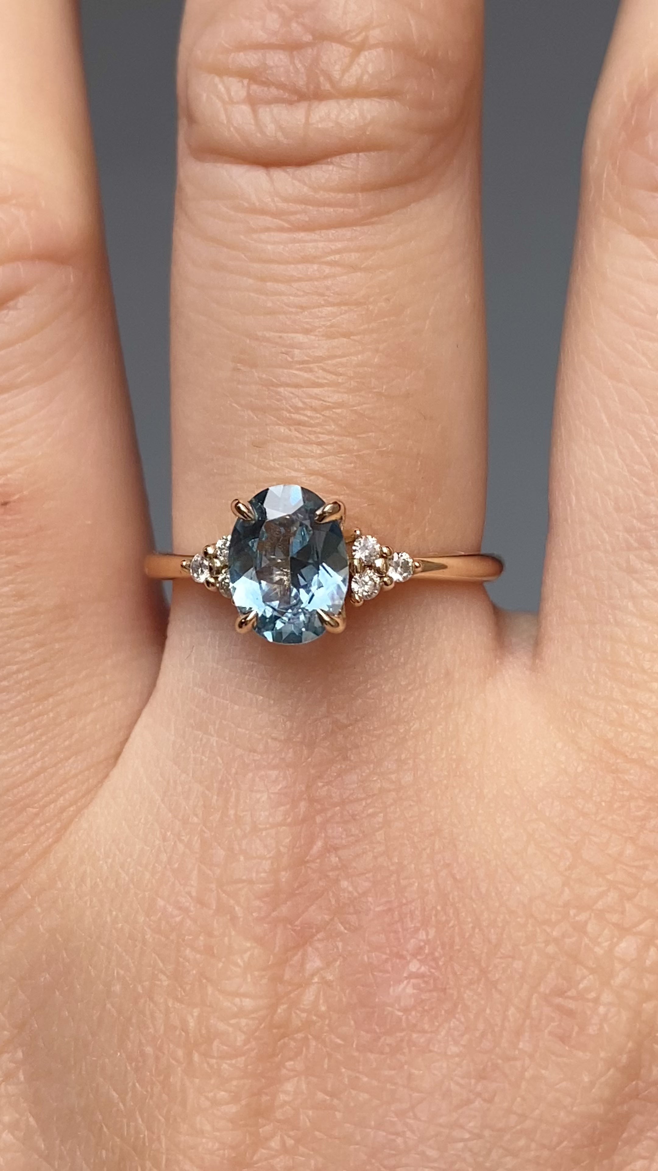 【一点物】テレサリング ・1.34ct・加熱モンタナ産ブルーサファイア・K14YG
