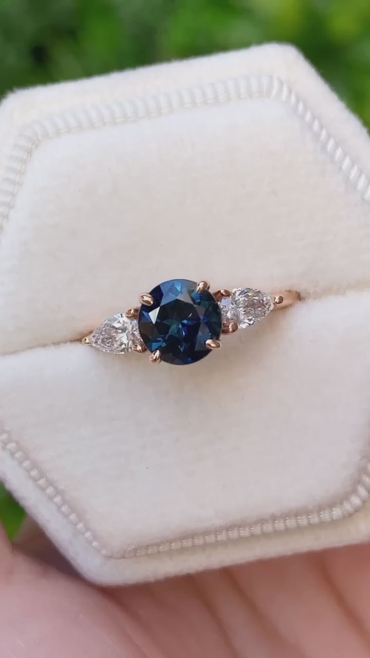 Olivia Grand Ring, 1.37ct Teal Blue Queensland Sapphire