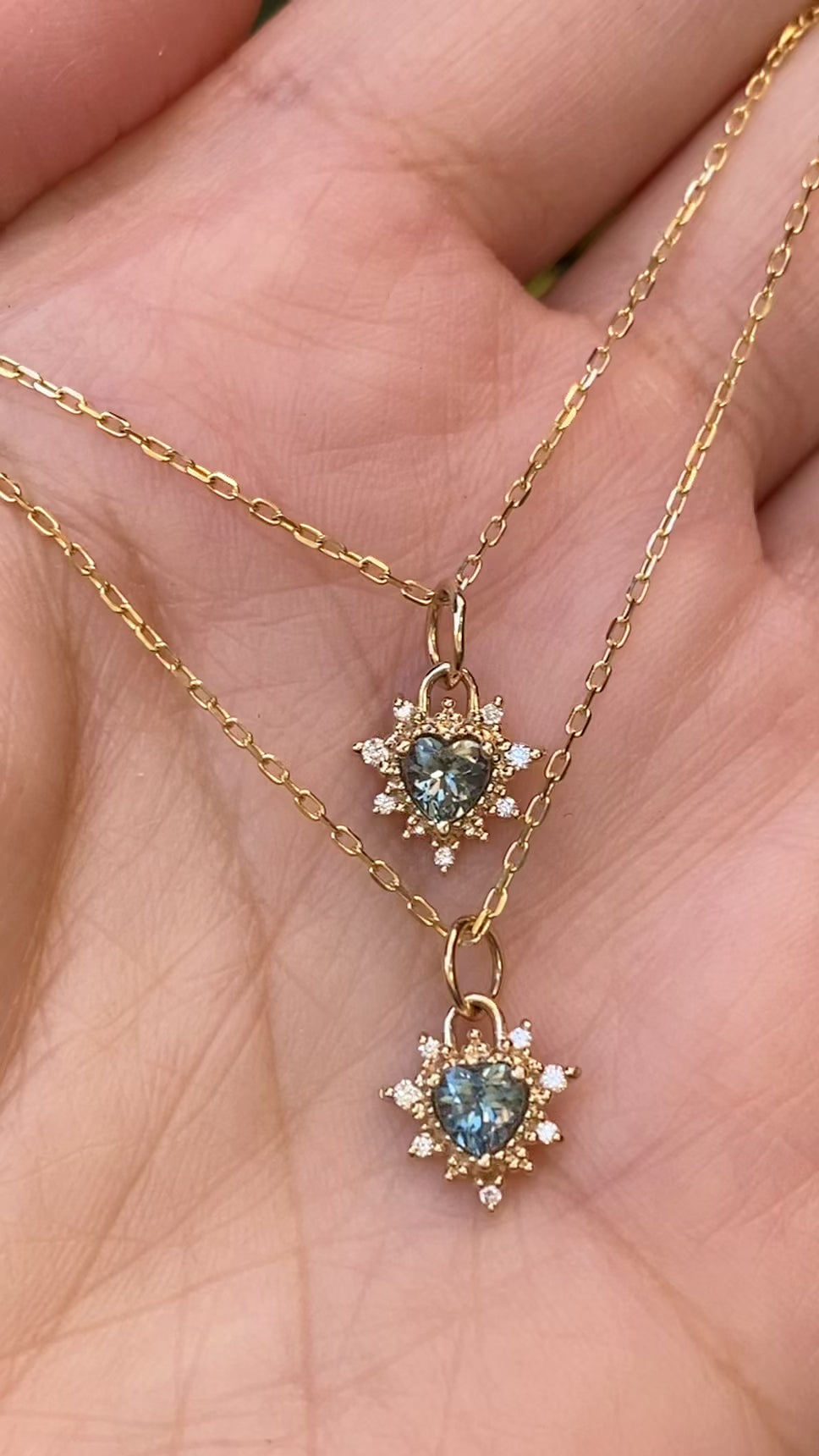 Halo Heart Montana Sapphire Charm
