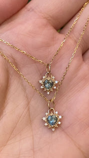 Halo Heart Montana Sapphire Charm
