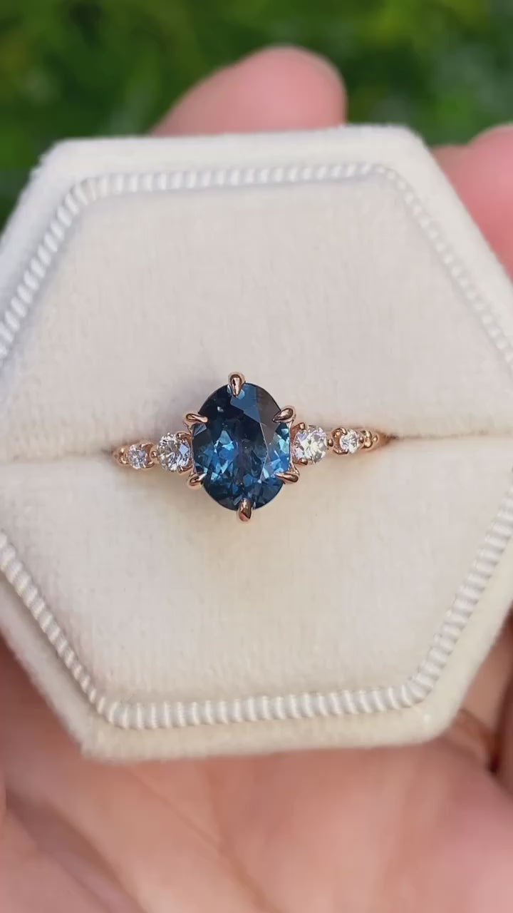 Estel Fleur Ring, 1.66ct Blue Montana Sapphire