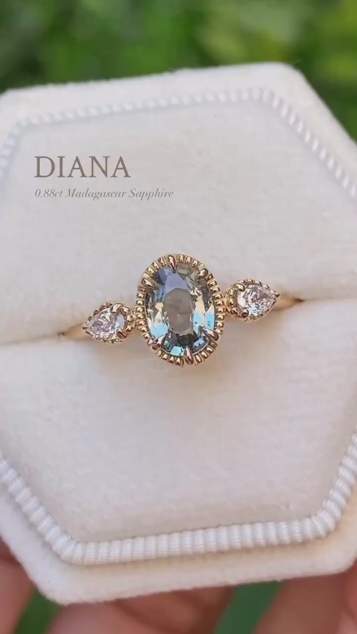 Diana Ring, 0.86ct Green Madagascar Sapphire