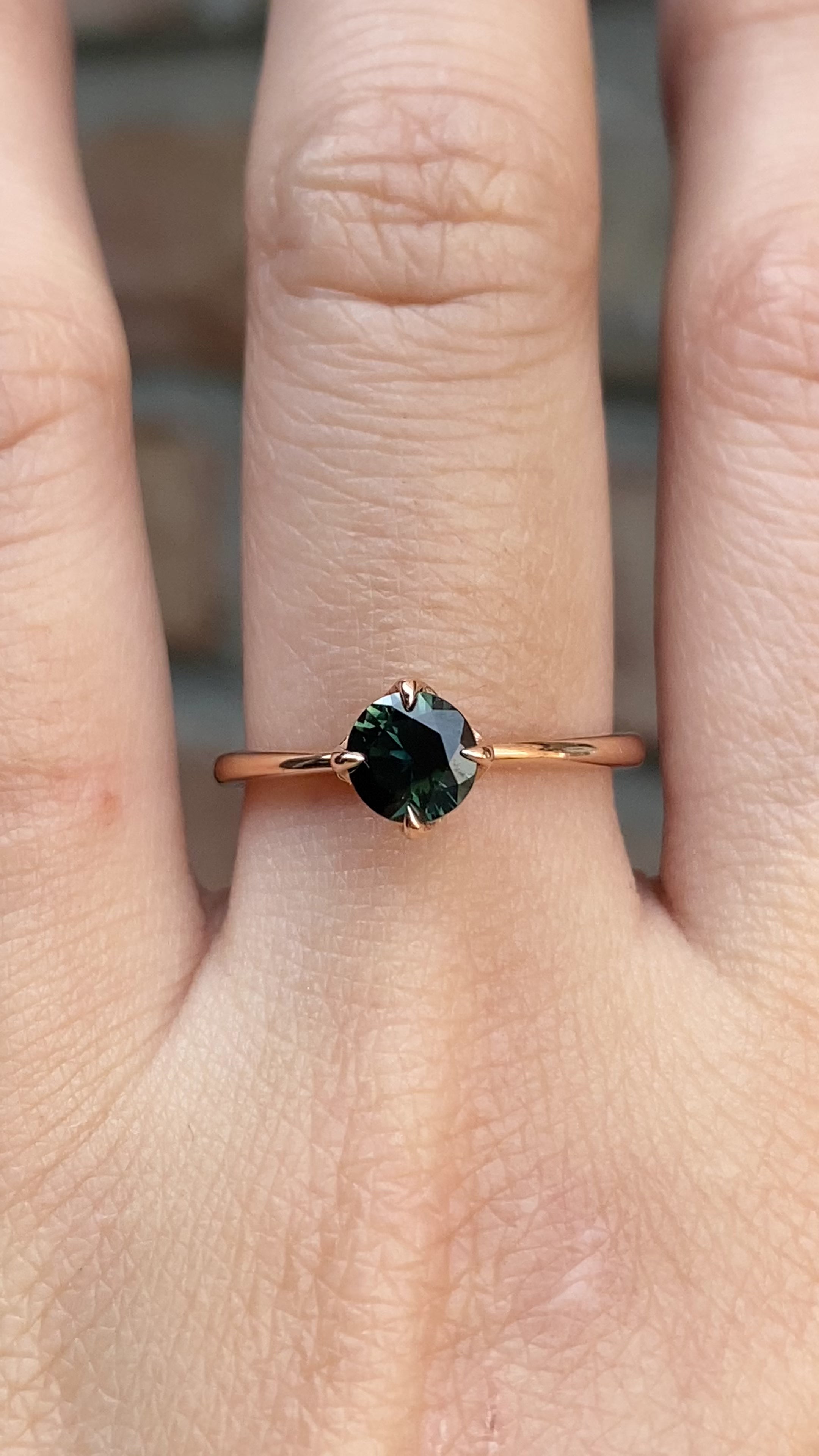 Alice Ring, 0.79ct Deep Green Queensland Sapphire