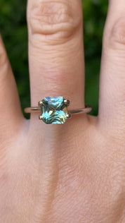 1.90ct Asscher Cut Parti Blue Green Madagascar Sapphire SF496