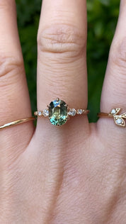 Estel Fleur Ring, 1.75ct Green Montana Sapphire