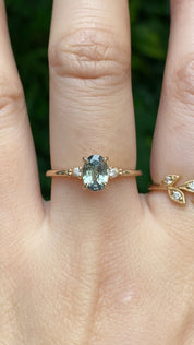Estel Ring 0.72ct Green Madagascar Sapphire, 14k Yellow Gold (One of a kind)